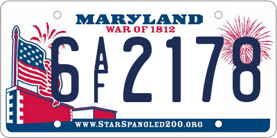 MD license plate 6AF2178
