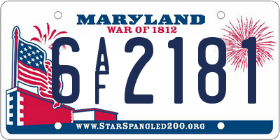 MD license plate 6AF2181