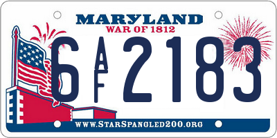 MD license plate 6AF2183