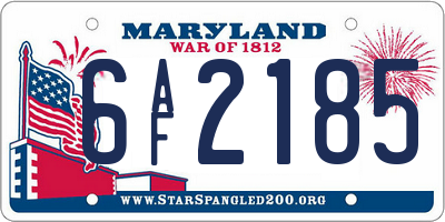 MD license plate 6AF2185