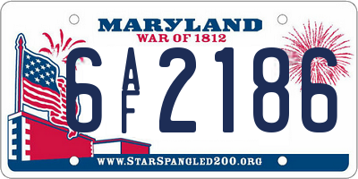 MD license plate 6AF2186