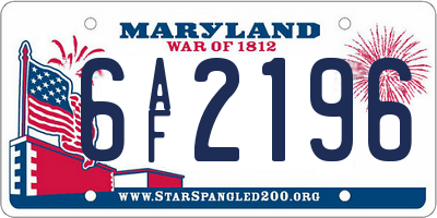 MD license plate 6AF2196