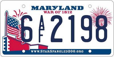 MD license plate 6AF2198