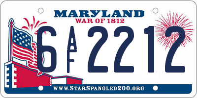 MD license plate 6AF2212