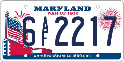 MD license plate 6AF2217