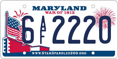 MD license plate 6AF2220