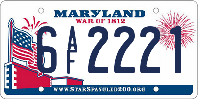 MD license plate 6AF2221
