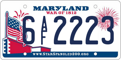 MD license plate 6AF2223