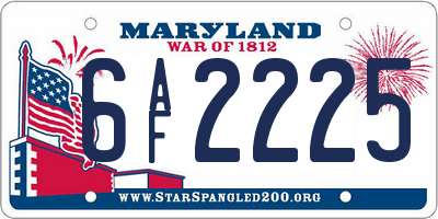 MD license plate 6AF2225