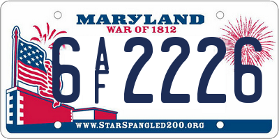 MD license plate 6AF2226