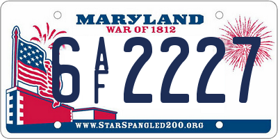 MD license plate 6AF2227