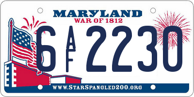 MD license plate 6AF2230