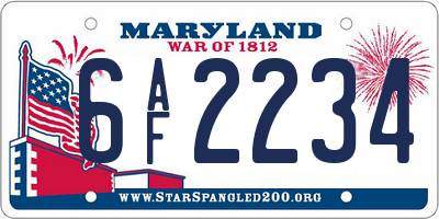 MD license plate 6AF2234