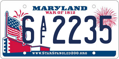 MD license plate 6AF2235