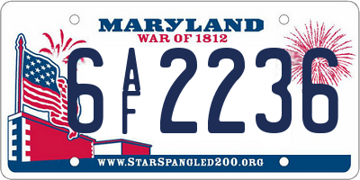 MD license plate 6AF2236