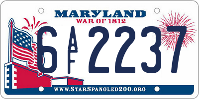 MD license plate 6AF2237