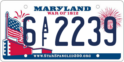 MD license plate 6AF2239