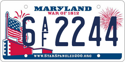 MD license plate 6AF2244