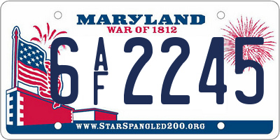 MD license plate 6AF2245