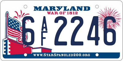 MD license plate 6AF2246