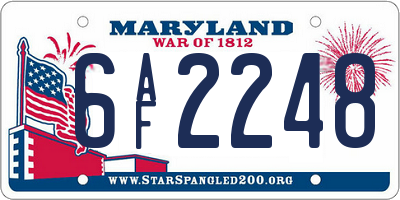 MD license plate 6AF2248