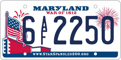 MD license plate 6AF2250