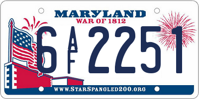 MD license plate 6AF2251