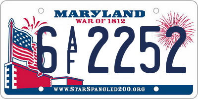 MD license plate 6AF2252