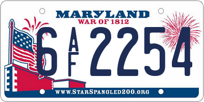MD license plate 6AF2254