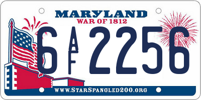 MD license plate 6AF2256