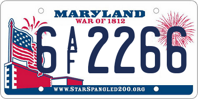 MD license plate 6AF2266