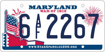 MD license plate 6AF2267