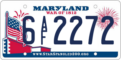 MD license plate 6AF2272