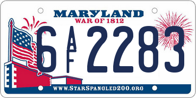 MD license plate 6AF2283