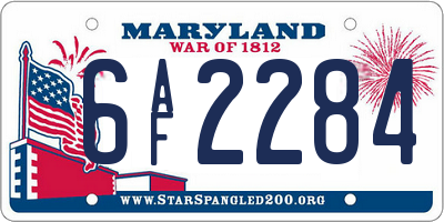 MD license plate 6AF2284