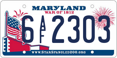 MD license plate 6AF2303