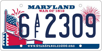 MD license plate 6AF2309