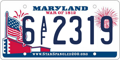 MD license plate 6AF2319
