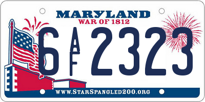 MD license plate 6AF2323