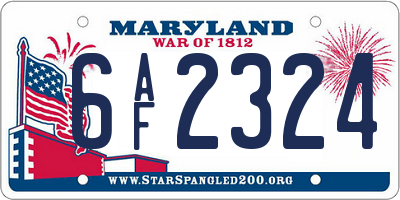 MD license plate 6AF2324