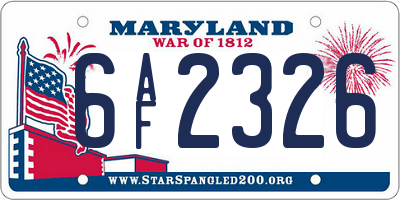 MD license plate 6AF2326