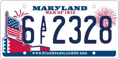 MD license plate 6AF2328