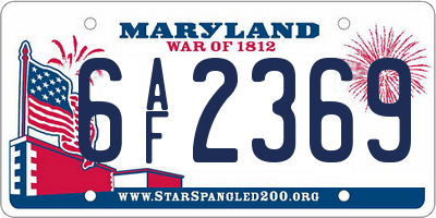 MD license plate 6AF2369