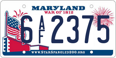 MD license plate 6AF2375