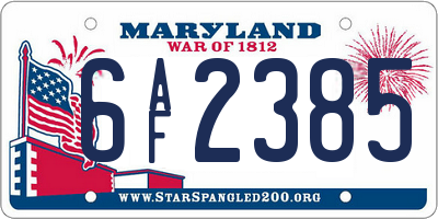 MD license plate 6AF2385