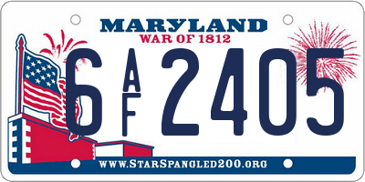 MD license plate 6AF2405