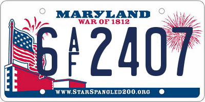 MD license plate 6AF2407