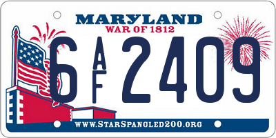 MD license plate 6AF2409