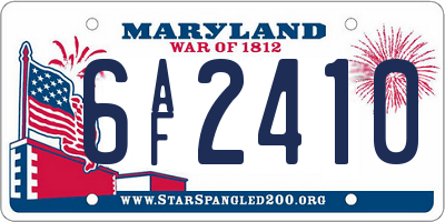 MD license plate 6AF2410
