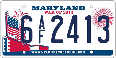 MD license plate 6AF2413